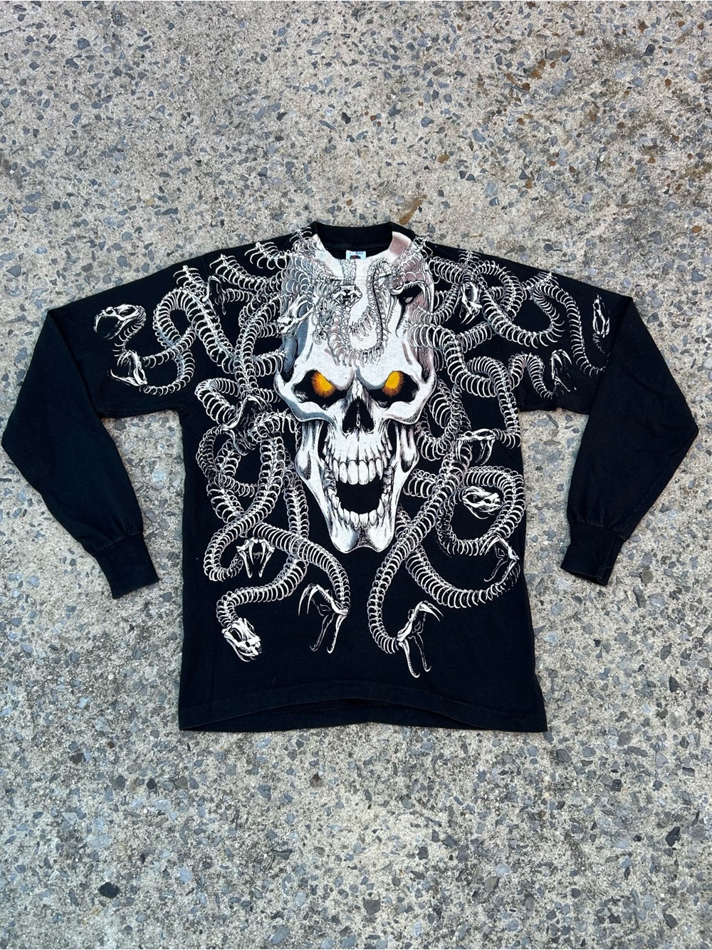 VTG Rare 1993 Liquid Blue Medusa AOP Single Stitch Shirt Long Sleeve Size L USA